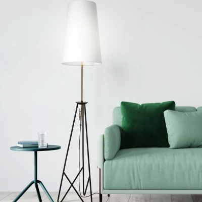 Dizajnová stojacia lampa trojnožka TAFLO - 1xE27, 60W, čierna / zlatá / biela