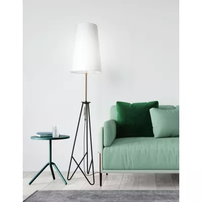 Dizajnová stojacia lampa trojnožka TAFLO - 1xE27, 60W, čierna / zlatá / biela