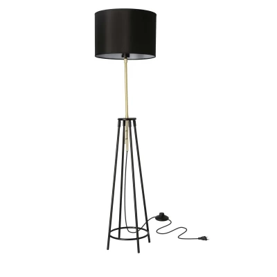 Moderná stojacia lampa TEGOLA - 1xE27, 60W, čierna / matná zlatá
