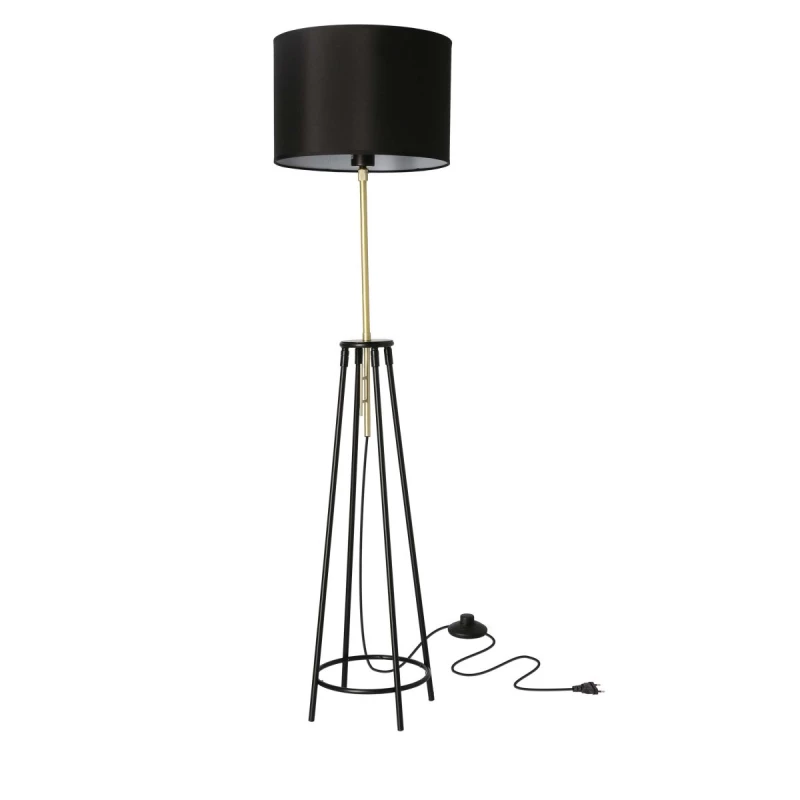 Moderná stojacia lampa TEGOLA - 1xE27, 60W, čierna / matná zlatá