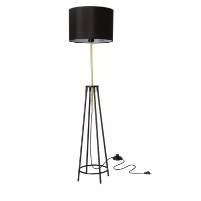 Moderná stojacia lampa TEGOLA - 1xE27, 60W, čierna / matná zlatá