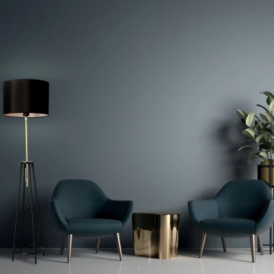Moderná stojacia lampa TEGOLA - 1xE27, 60W, čierna / matná zlatá