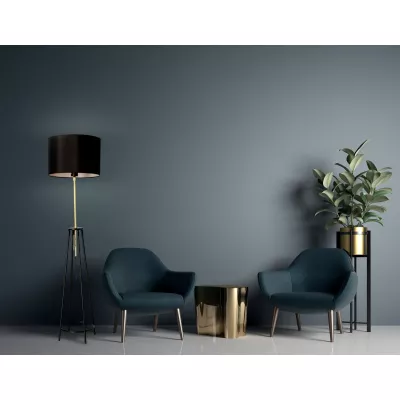 Moderná stojacia lampa TEGOLA - 1xE27, 60W, čierna / matná zlatá