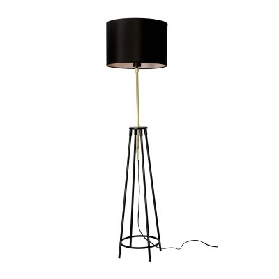 Moderná stojacia lampa TEGOLA - 1xE27, 60W, čierna / matná zlatá