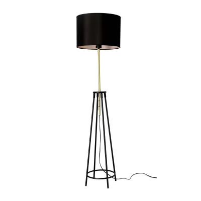 Moderná stojacia lampa TEGOLA - 1xE27, 60W, čierna / matná zlatá