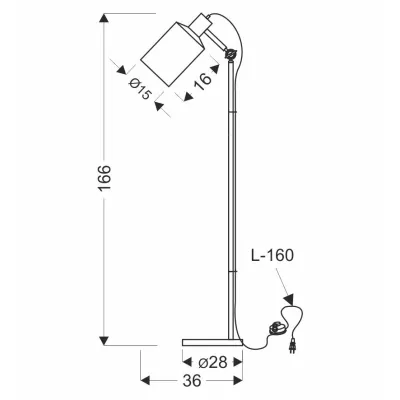 Stojacia industriálna lampa ZANA - 1xE27, 60W, čierna