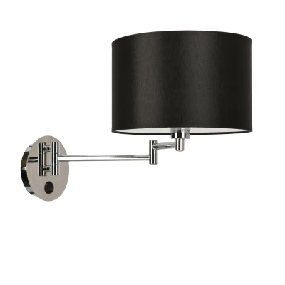 Čítacia nástenná lampa s vypínačom ALEXIA - 1xE14, 40W, chrómovaná / čierna