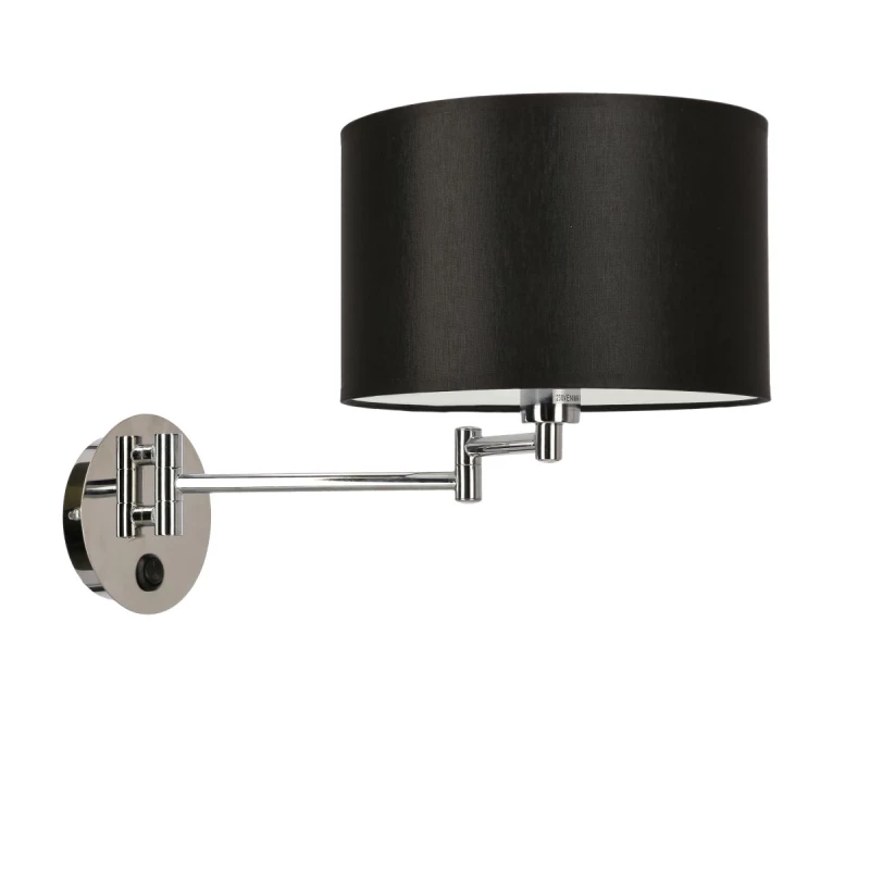 Čítacia nástenná lampa s vypínačom ALEXIA - 1xE14, 40W, chrómovaná / čierna