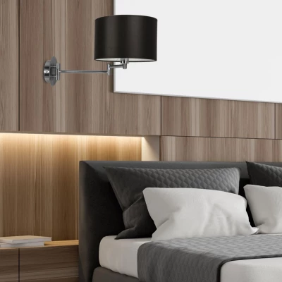 Čítacia nástenná lampa s vypínačom ALEXIA - 1xE14, 40W, chrómovaná / čierna