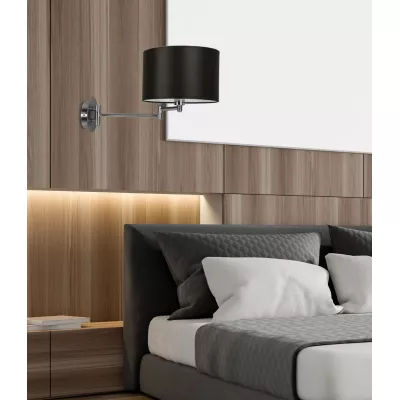 Čítacia nástenná lampa s vypínačom ALEXIA - 1xE14, 40W, chrómovaná / čierna