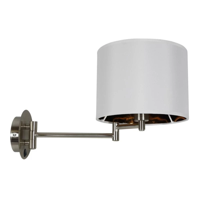 Čítacia nástenná lampa s vypínačom ALEXIA - 1xE14, 40W, chrómovaná / biela