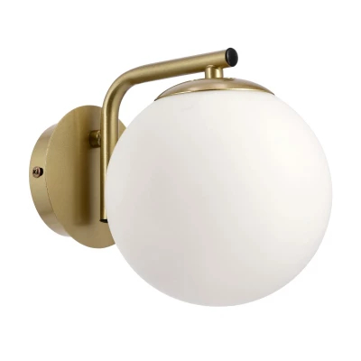 Moderné nástenné osvetlenie AMADEO - 1xE14, 40W, mosadzné/biele