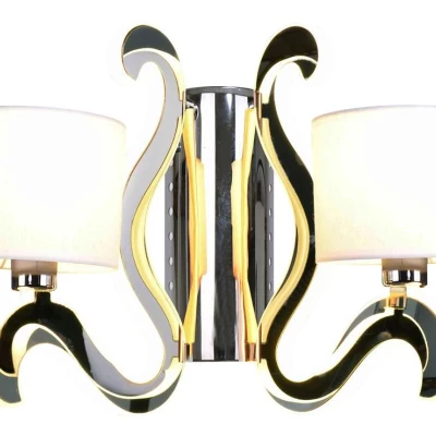 Moderná nástenná lampa AMBROSIA - 2xE14, 40W + LED 12,3 W, 2800K (teplá biela), chrómovaná