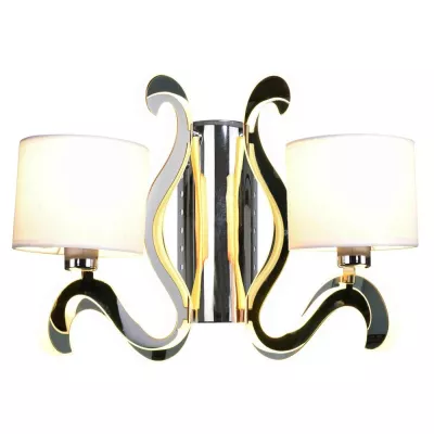 Moderná nástenná lampa AMBROSIA - 2xE14, 40W + LED 12,3 W, 2800K (teplá biela), chrómovaná