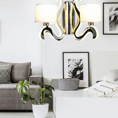 Moderná nástenná lampa AMBROSIA - 2xE14, 40W + LED 12,3 W, 2800K (teplá biela), chrómovaná