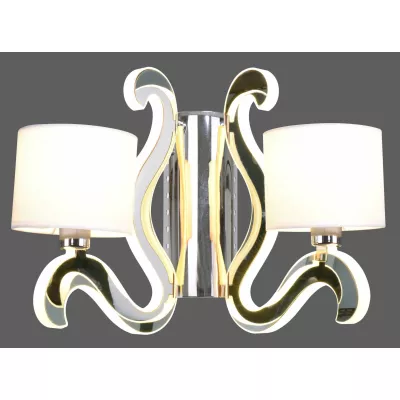 Moderná nástenná lampa AMBROSIA - 2xE14, 40W + LED 12,3 W, 2800K (teplá biela), chrómovaná