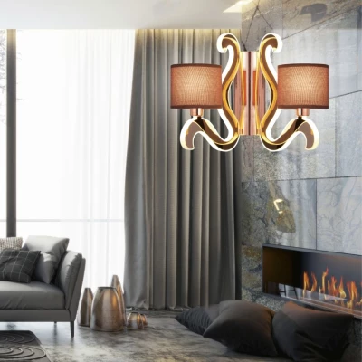 Moderná nástenná lampa AMBROSIA - 2xE14, 40W + LED 12,3 W, 2800K (teplá biela), medená