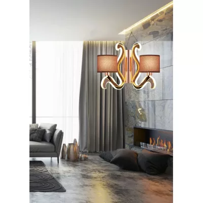 Moderná nástenná lampa AMBROSIA - 2xE14, 40W + LED 12,3 W, 2800K (teplá biela), medená