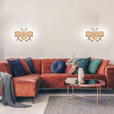 Moderná nástenná lampa AMBROSIA - 2xE14, 40W + LED 12,3 W, 2800K (teplá biela), medená