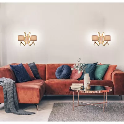 Moderná nástenná lampa AMBROSIA - 2xE14, 40W + LED 12,3 W, 2800K (teplá biela), medená
