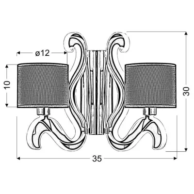 Moderná nástenná lampa AMBROSIA - 2xE14, 40W + LED 12,3 W, 2800K (teplá biela), medená