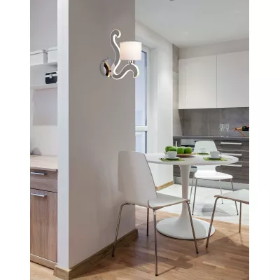 Moderná nástenná lampa AMBROSIA - 1xE14, 40W + LED 6W, 2800K (teplá biela), chrómovaná