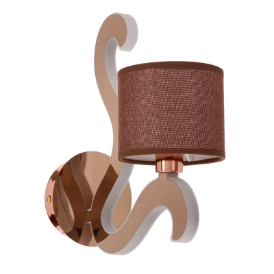Moderná nástenná lampa AMBROSIA - 1xE14, 40W + LED 6W, 2800K (teplá biela), medená