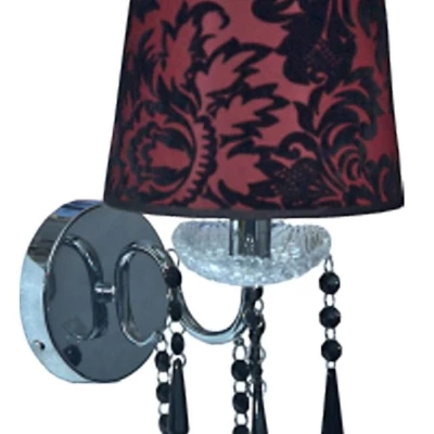 Moderná nástenná lampa ASTOR - 1xE14, 40W, chrómovaná / červenočierna