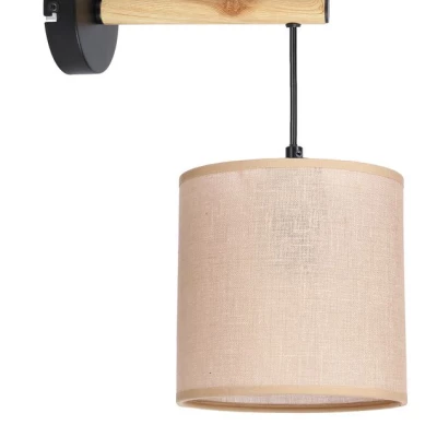 Nástenná lampa COMBI - 1xE27, 60W, čierna / hnedá / béžová