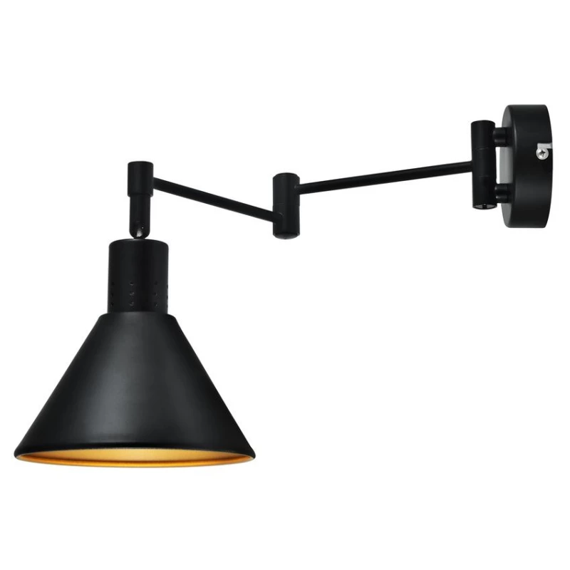Nástenná flexibilná lampa na čítanie COPENHAGEN - 1xE14, 40W, čierna / zlatá