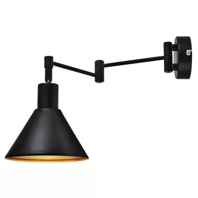 Nástenná flexibilná lampa na čítanie COPENHAGEN - 1xE14, 40W, čierna / zlatá