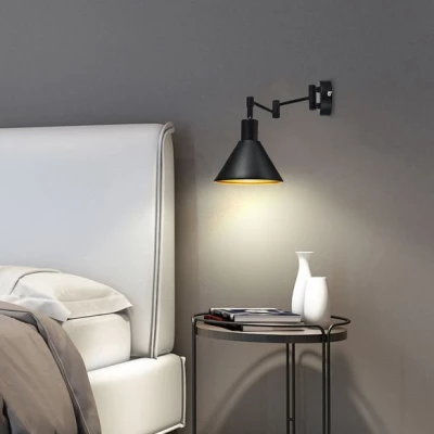 Nástenná flexibilná lampa na čítanie COPENHAGEN - 1xE14, 40W, čierna / zlatá