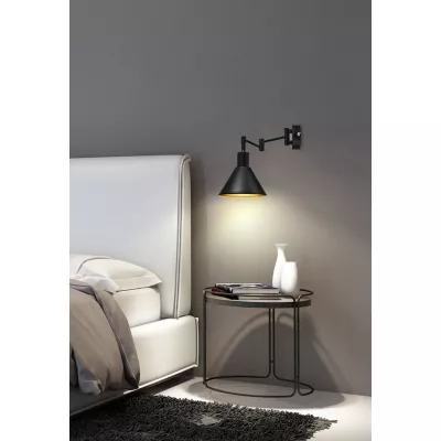 Nástenná flexibilná lampa na čítanie COPENHAGEN - 1xE14, 40W, čierna / zlatá