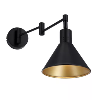 Nástenná flexibilná lampa na čítanie COPENHAGEN - 1xE14, 40W, čierna / zlatá