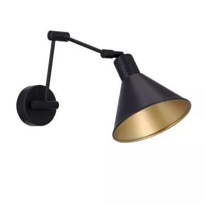Nástenná flexibilná lampa na čítanie COPENHAGEN - 1xE14, 40W, čierna / zlatá