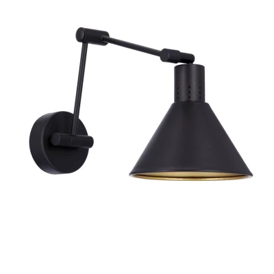 Nástenná flexibilná lampa na čítanie COPENHAGEN - 1xE14, 40W, čierna / zlatá