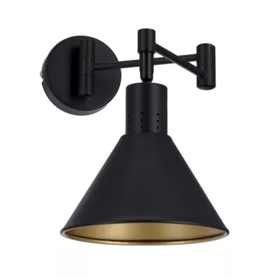 Nástenná flexibilná lampa na čítanie COPENHAGEN - 1xE14, 40W, čierna / zlatá