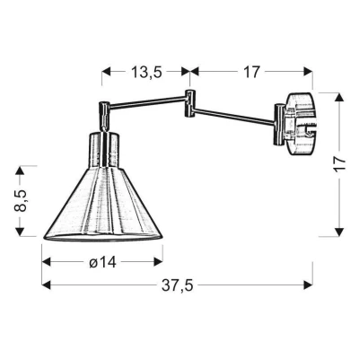 Nástenná flexibilná lampa na čítanie COPENHAGEN - 1xE14, 40W, čierna / zlatá
