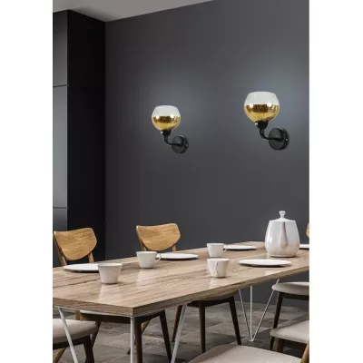 Dizajnové nástenné osvetlenie CROMINA - 1xE27, 60W, čierne / zlaté