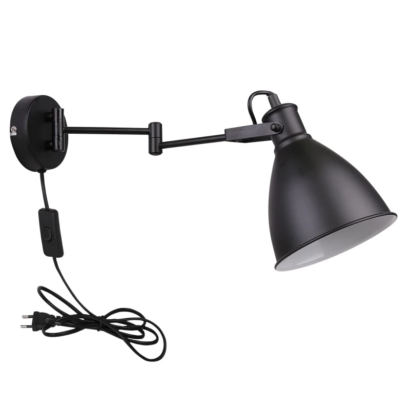 Nástenná lampa s ramenom ESPERA - 1xE27, 40W, čierna