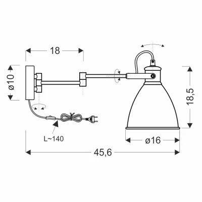 Nástenná lampa s ramenom ESPERA - 1xE27, 40W, čierna