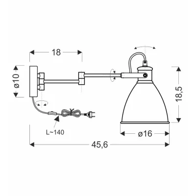 Nástenná lampa s ramenom ESPERA - 1xE27, 40W, čierna