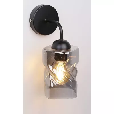 Moderné nástenné osvetlenie FELIS - 1xE27, 60W, čierne / dymové sklo