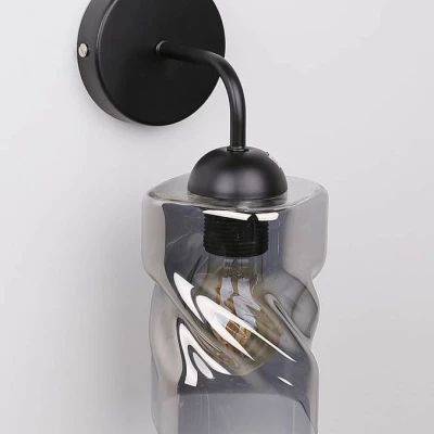 Moderné nástenné osvetlenie FELIS - 1xE27, 60W, čierne / dymové sklo