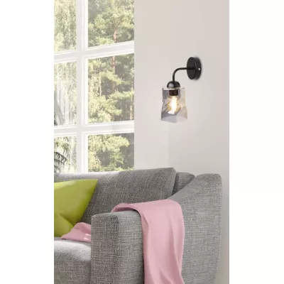 Moderné nástenné osvetlenie FELIS - 1xE27, 60W, čierne / dymové sklo