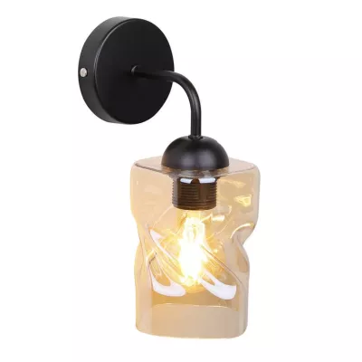 Moderné nástenné osvetlenie FELIS - 1xE27, 60W, čierne / jantárové sklo