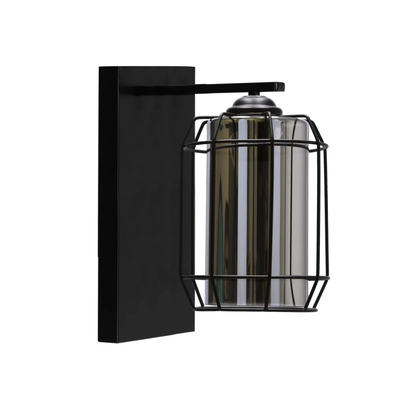 Nástenná lampa JONERA 1 - 1xE27, 40W, čierna / dymové sklo