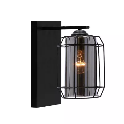 Nástenná lampa JONERA 1 - 1xE27, 40W, čierna / dymové sklo