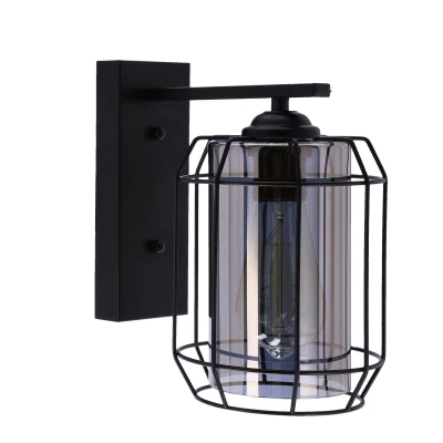 Nástenná lampa JONERA 2 - 1xE27, 40W, čierna / dymové sklo