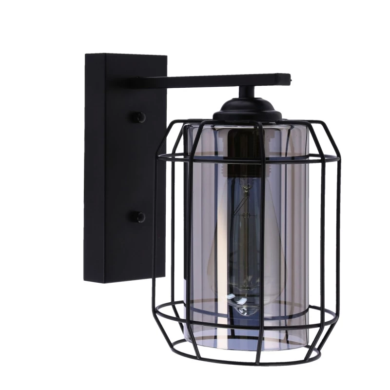 Nástenná lampa JONERA 2 - 1xE27, 40W, čierna / dymové sklo